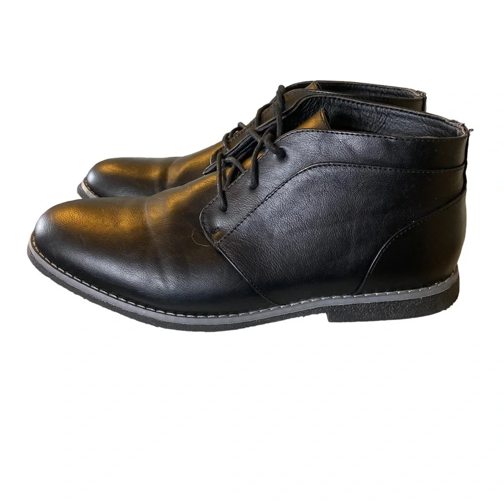London Fog Blackstreet 2 Chukka Boot Mens 12M Black Vegan Faux Leather Blokecore
